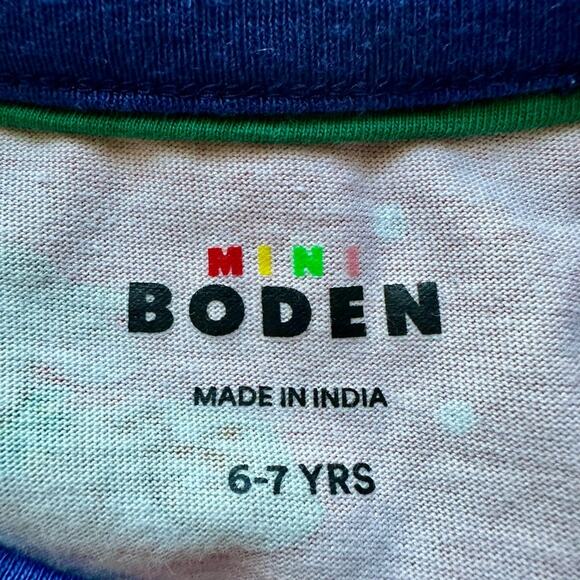 Mini Boden Red Navy Printed Deer Woodland Polka Dot Long Sleeve Tunic Knit Top - Picture 7 of 8